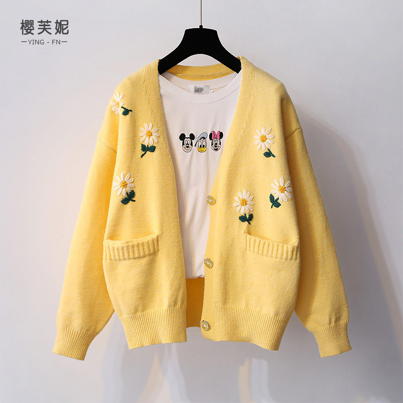 早秋毛衣开衫女2021新款宽松绣花外穿慵懒风针织衫外套秋季上衣潮在类目 女装/女士精品, 毛衣中 - 来自Buy2taobao.com提供专业的淘宝代购服务