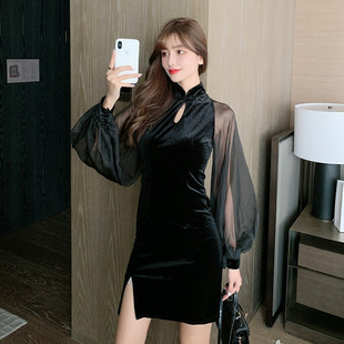 辣妹风大码胖mm改良旗袍裙性感晚礼服酒吧蹦迪衣服夜店上班工作服