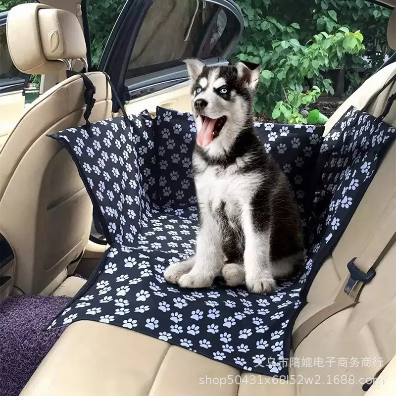 现货热卖后排印花双层防水宠物车垫宠物猫狗保护宠物吊篮布类座垫