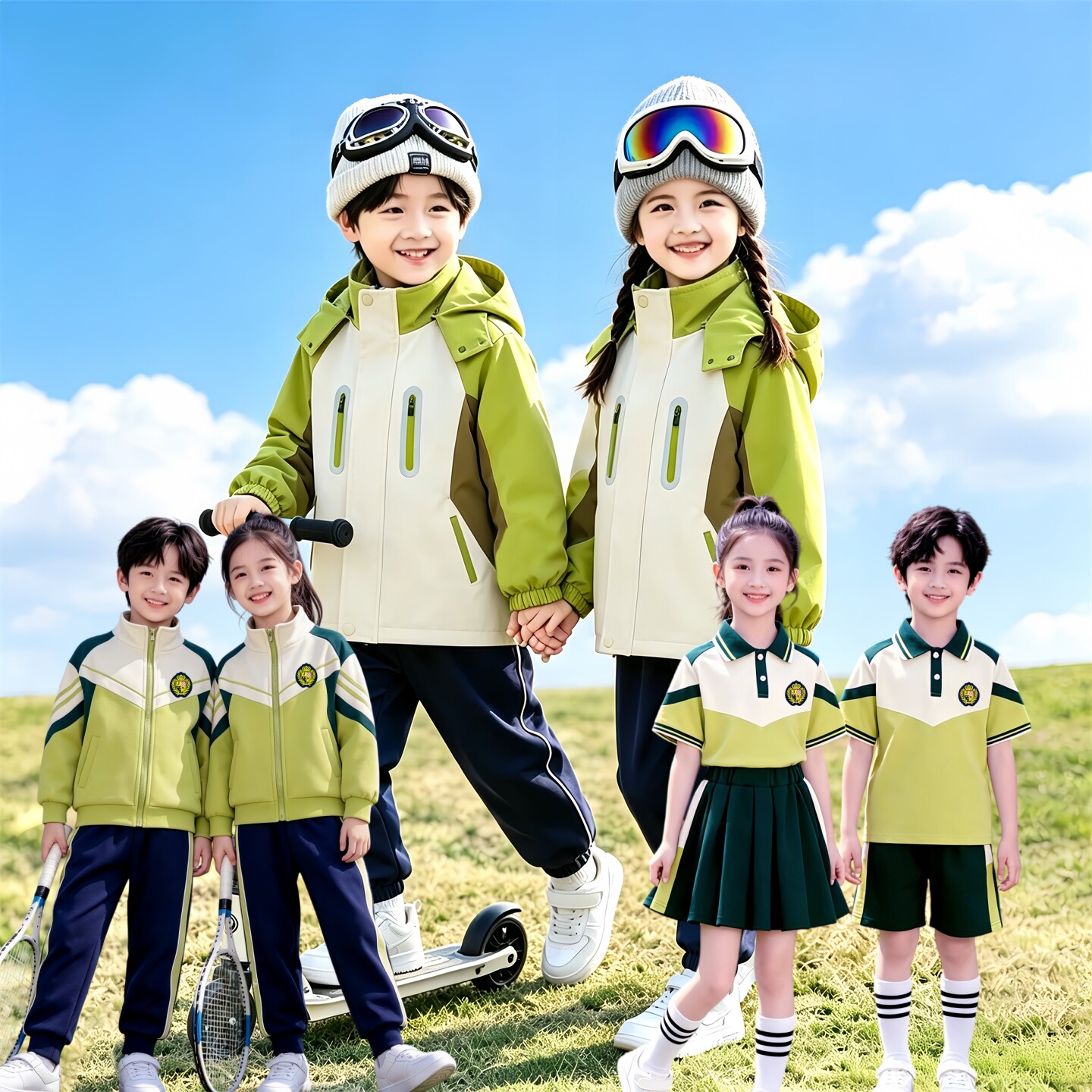 新款春秋冬中小学生校班服冲锋衣