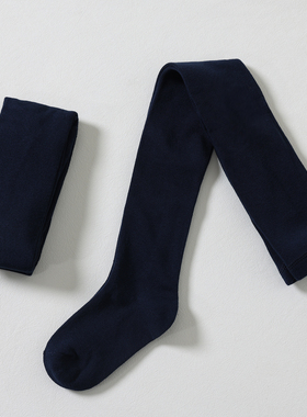 藏青色女童连裤袜校服打底裤连脚春秋深蓝色学生袜儿童连体袜棉质