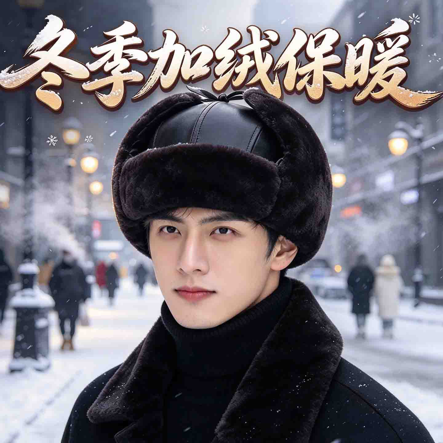 棉帽劳保雷锋帽保安棉帽子男冬季老年帽执勤保暖东北护耳帽