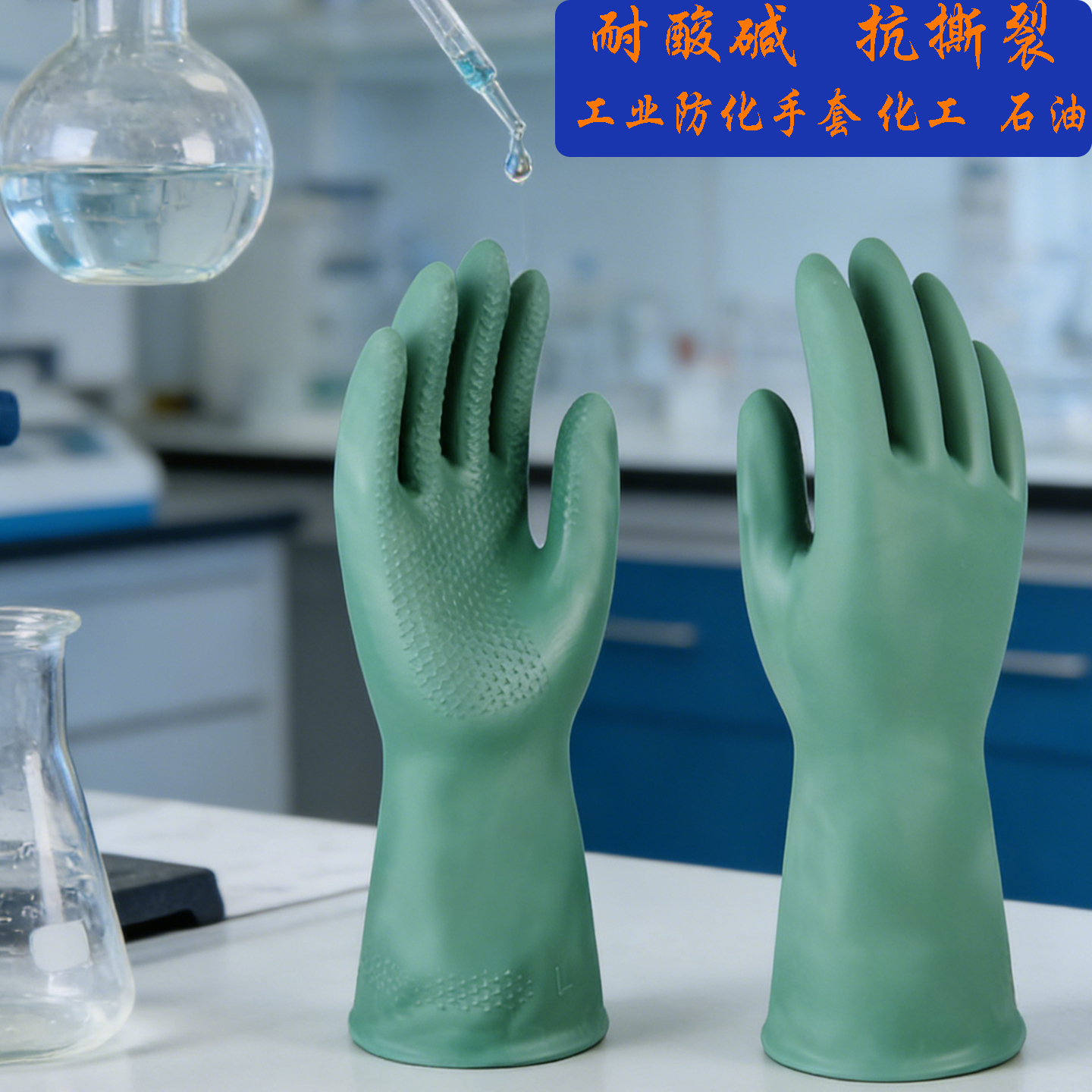 丁基尼龙衬手套橡胶防化耐酸碱抗撕裂防滑防腐蚀化学工业防毒手套