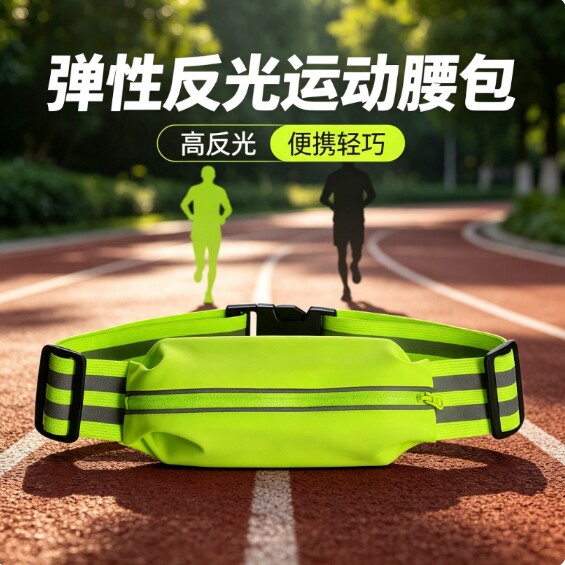 弹性反光腰环运动腰包安全骑行户外夜用跑步手机袋隐形健身装备