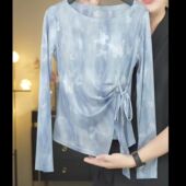 网纱T恤女百搭罩衫 2025新款 夏季 蝴蝶印花气质绑带设计感防晒上衣