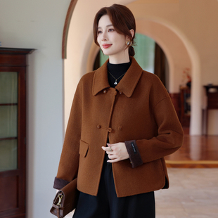 妈妈秋冬装短款双面呢外套2025新款中老年女气质高贵羊毛呢子大衣