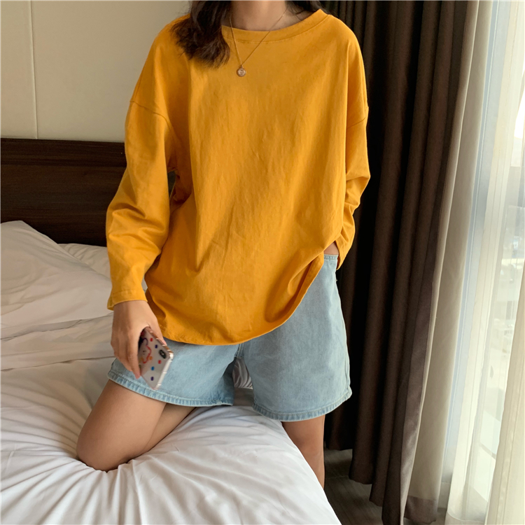 Controlled Real Price ~New Korean Pure Long Sleeve T-shirt in Six Colors