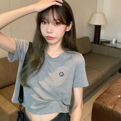 Real price real shooting - summer new smiling face small embroidery exquisite short sleeve T-shirt