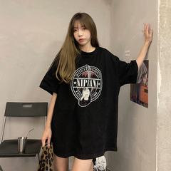 Real price real shot ~ summer new loose personalized letter printing trend versatile short sleeve T-shirt