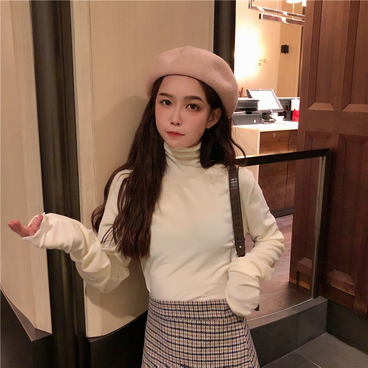 Real price real shot ~ 2020 super soft velvet high collar solid color elastic velvet long sleeve bottoming shirt seven colors
