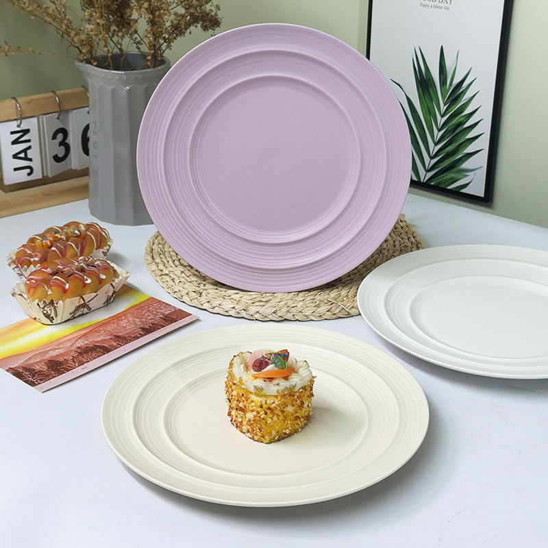 10.1英寸陶瓷牛排盘哑光浮雕