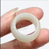 和田色玉戒指羊脂玉白玉指环男女款 玉戒指子冰种情侣戒圈百搭戒指