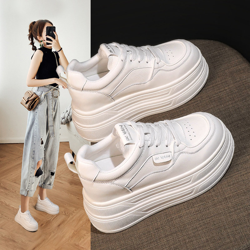 内增高小白鞋女2025年超火秋季新款真皮透气休闲松糕厚底板鞋夏季,女鞋,时尚休闲鞋,淘宝优惠券,粉丝福利购,淘宝优惠卷