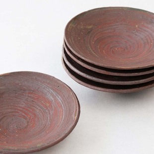 #2333 日本 备前烧 柴窑窑变 作家 素土毛刷  料理钵 一套五个