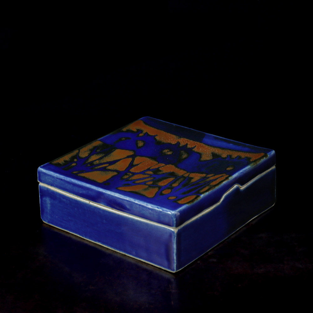 益子烧 日本陶艺家 早川嘉则 琉璃釉菖蒲纹 陶罐陶盒 创作陶艺展