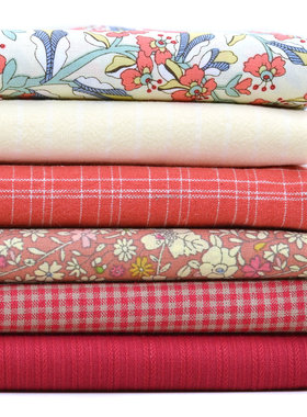 橘红色复古手工DIY布组 41020 小格子样布小样