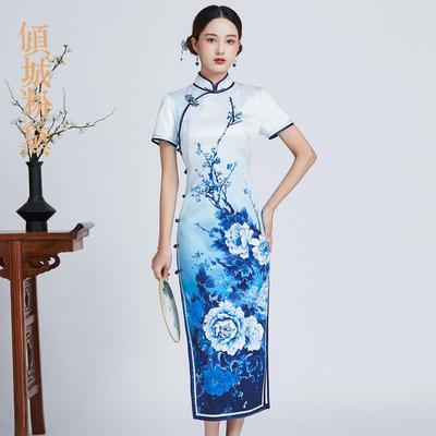 倾城粉黛宴会显瘦夏季盘扣旗袍裙