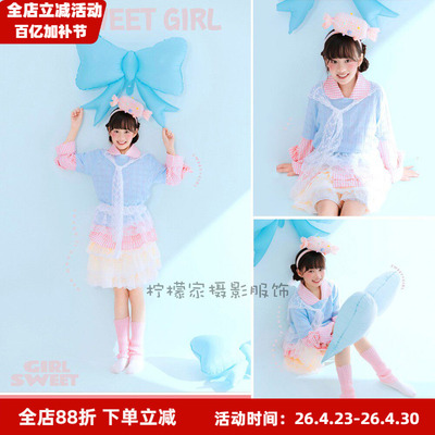 大童女孩亮色多巴胺裙子套装