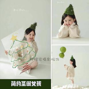 冬款圣诞宝贝雪景毛衣影楼拍照主题套装网红爆款简约儿童写真服饰
