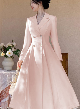 2025年春秋新款韩版通勤气质显瘦修身长款双排扣风衣女款外套