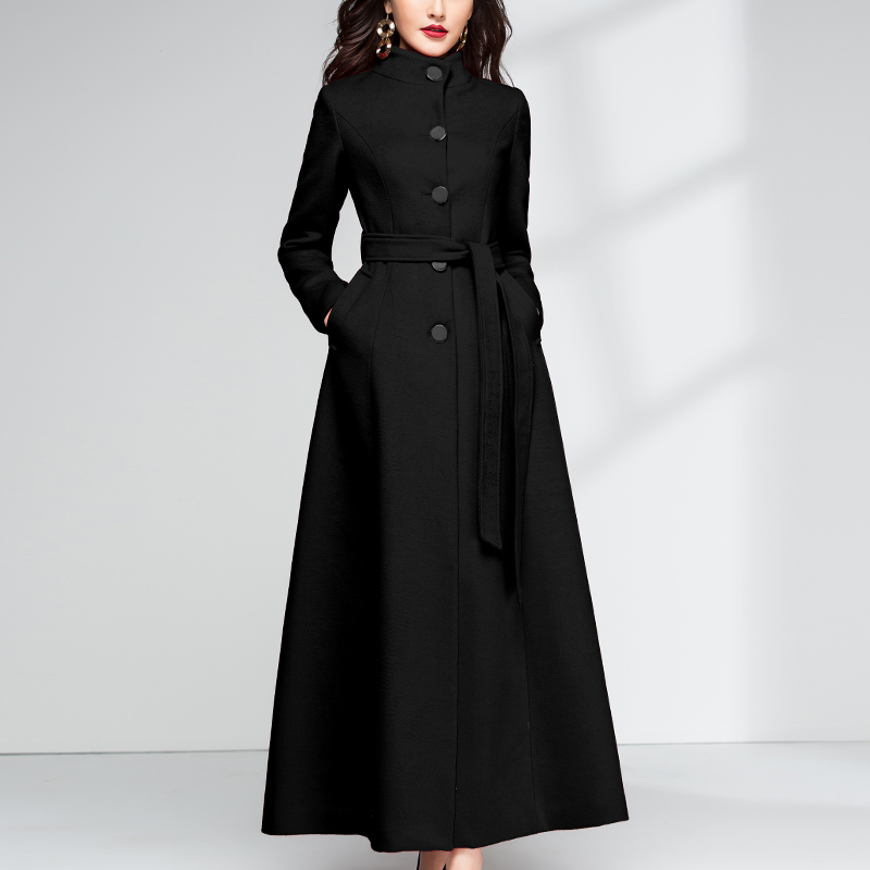 女士长款毛呢大衣外套