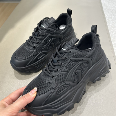 热风休闲厚底圆头老爹鞋