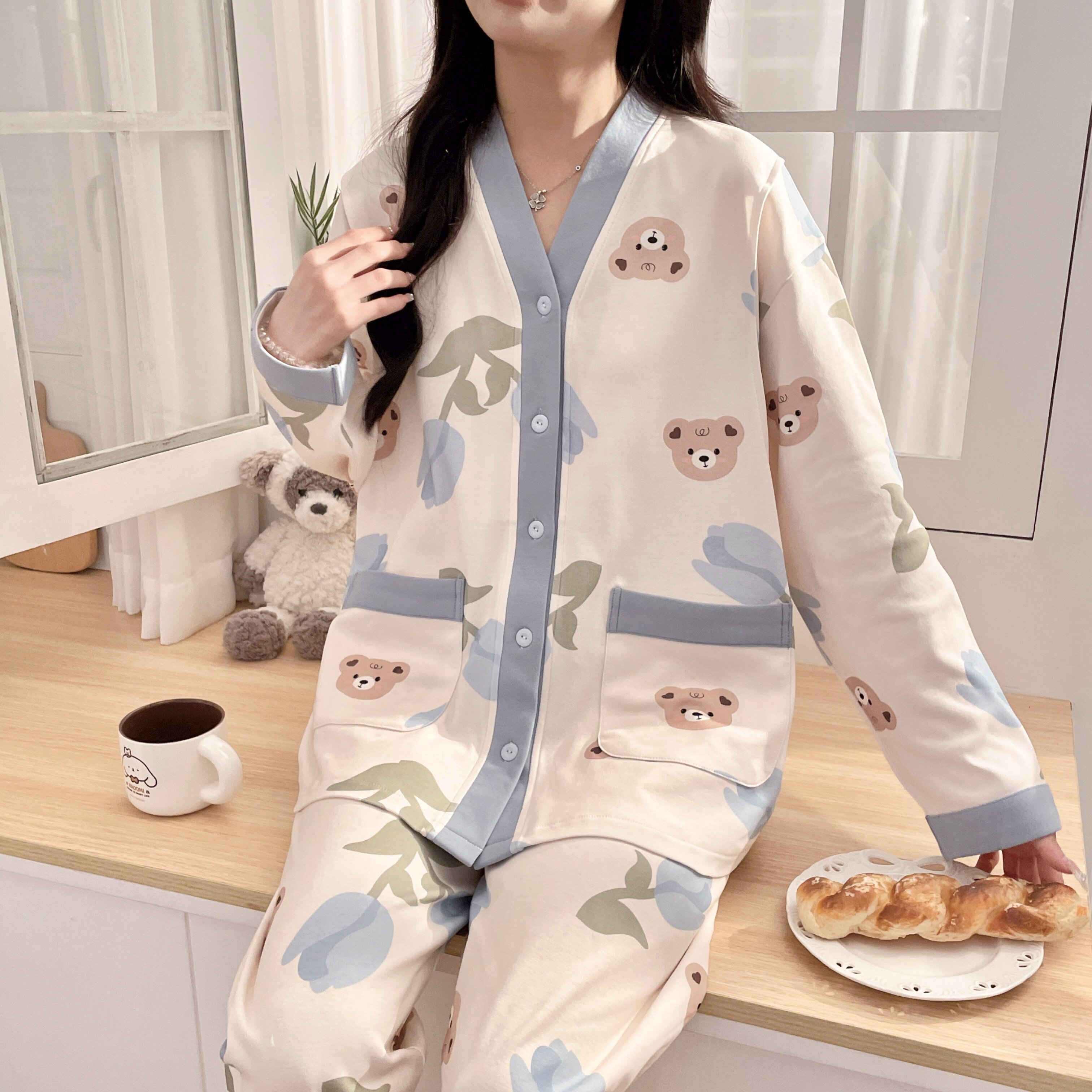 月子服秋冬孕妇纯棉哺乳睡衣春秋