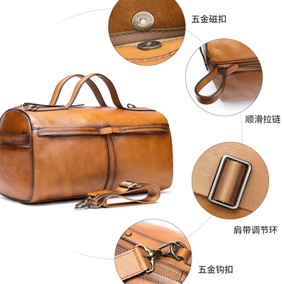 秋冬新款擦色复古旅行包真皮男士行李包休闲头层牛皮男款出差