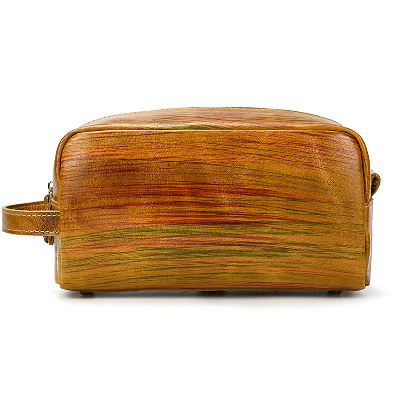 秋冬男士真皮手拿包疯马皮复古洗漱包外出化妆品收纳包多功能