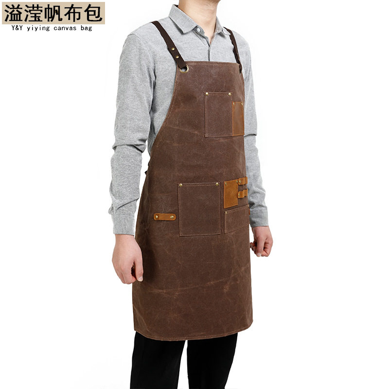 欧美时尚油蜡过蜡帆布裙工具围裙亚马逊欧美爆款机修木匠制服配