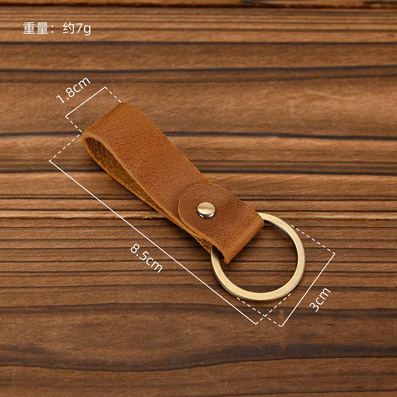 秋冬纯手工简约真皮钥匙扣 复古疯马皮钥匙圈锁匙环小礼品