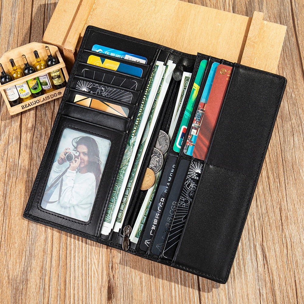 秋冬厂家直销钱包男长款真皮青年牛皮竹子压印图案钱夹男士皮卡