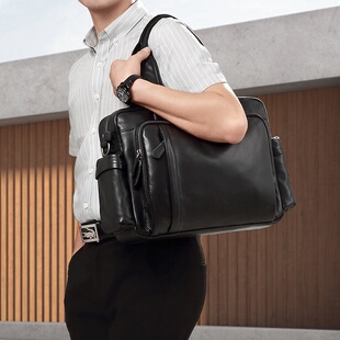 公文包时尚 真皮男包休闲托特男式 出差旅行包大容量 新品 2026新款