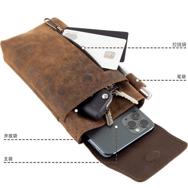 秋冬欧美复古头层牛皮男士腰包多功能磁吸手机腰包竖款牛皮手机,箱包皮具/热销女包/男包,男士包袋,淘宝优惠券,粉丝福利购,淘宝优惠卷