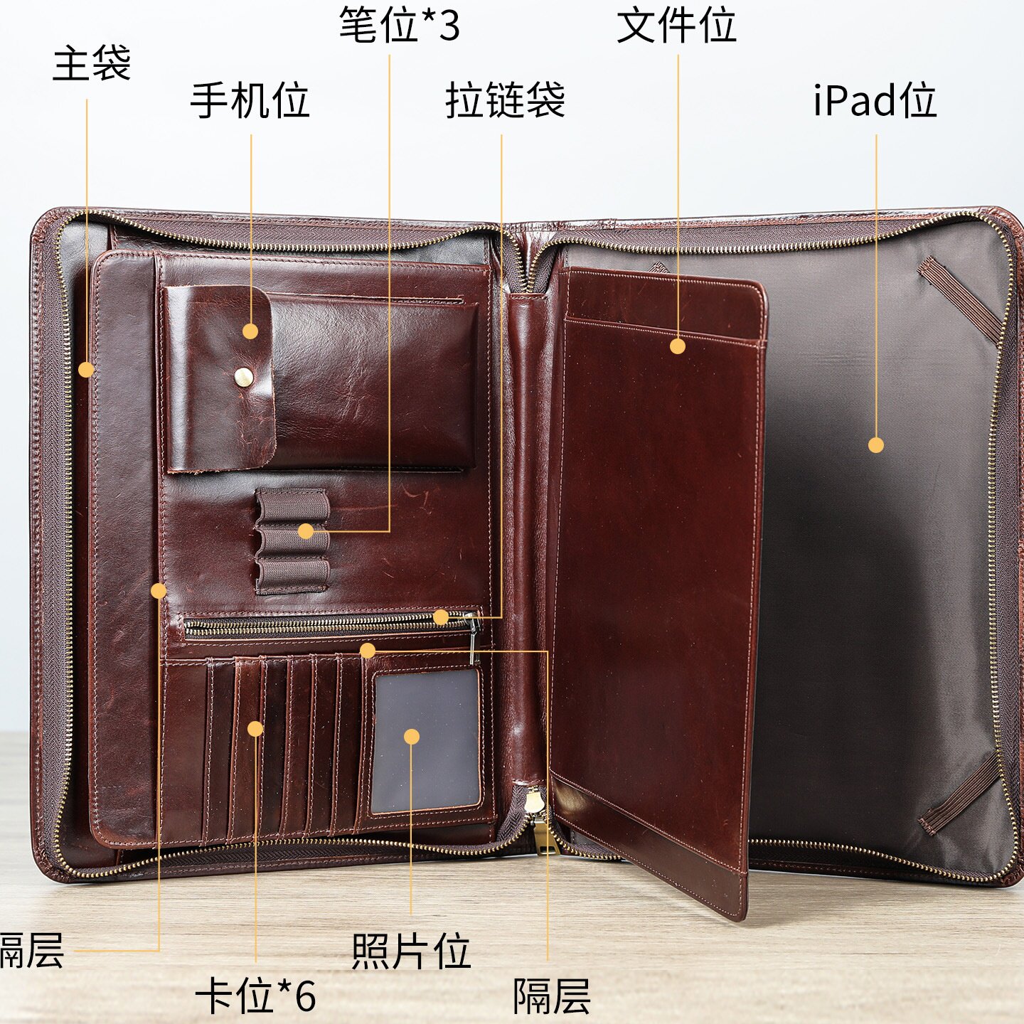 秋冬头层牛皮复古男士手拿包 疯马皮多功能ipad手拿包真皮商务