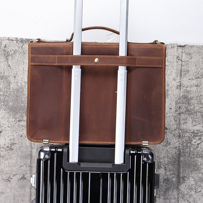 2026新款黑天使牛皮可装14寸笔记本电脑男士商务公文包真皮男包