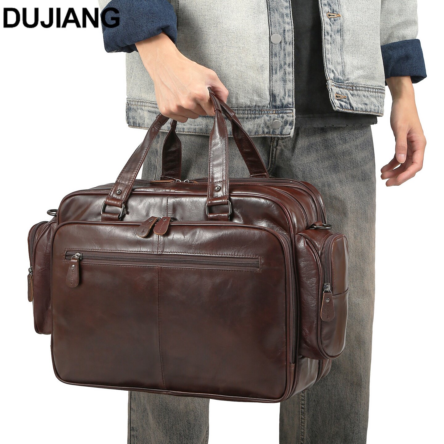 2026新款真皮男士手提包感多隔层头层牛皮油蜡皮公文包商务通勤