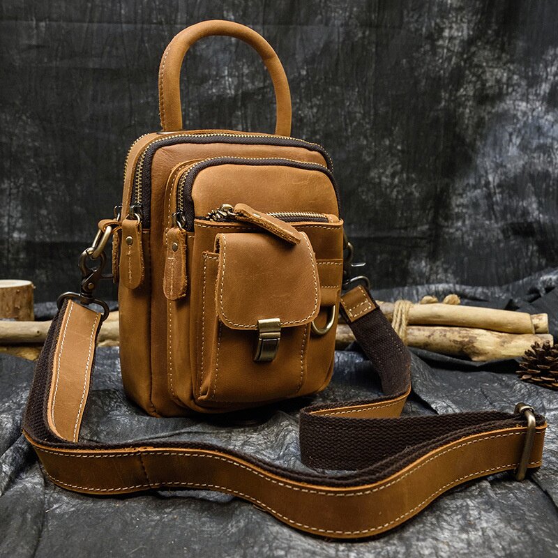 秋冬真皮男士单肩斜挎包疯马皮个性腰包户外运动手机包多功能三用,箱包皮具/热销女包/男包,男士包袋,淘宝优惠券,粉丝福利购,淘宝优惠卷