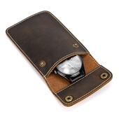 秋冬疯马皮手表收纳盒小礼品亚马逊复古创意手表皮套牛皮表盒