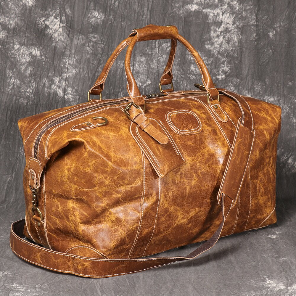 2026新款复古男士真皮手提旅行包头层牛皮出差行李袋大容量单肩斜