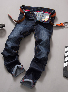 Lgnacelee秋冬季厚款牛仔裤男士弹青年修身直筒休闲大码宽松长裤