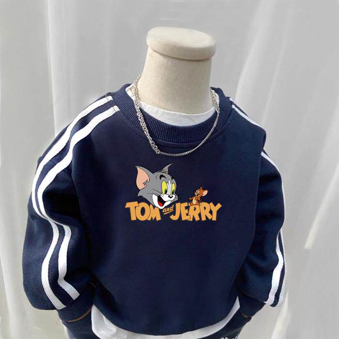 卡通猫和老鼠印花加绒卫衣