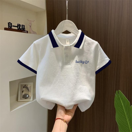 儿童纯棉短袖polo衫夏装中小童宝宝翻领t恤儿童洋气炸街半袖上衣