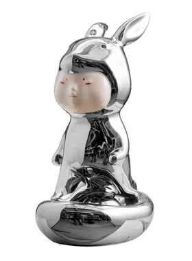 景德镇兔子生肖陶瓷摆件