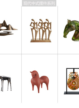 样板间新中式茶室软装展示柜博古架陈列装饰品搭配玉璧摆件组合