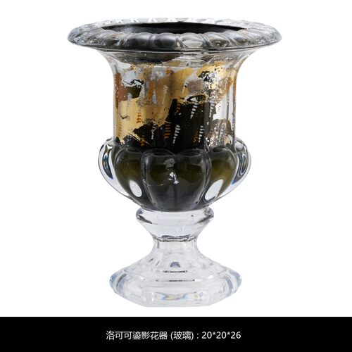 样板间艺术玻璃花器高端玻璃水烟壶奢华花纹装饰透明烟壶家居摆件