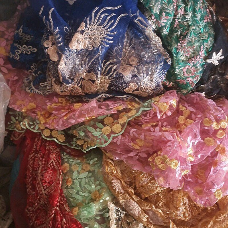 亮片宫廷风刺绣网纱布料 汉服diy西域头纱披纱发饰娃衣手工一斤称