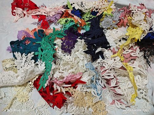 水溶味 宫廷风多色水溶牛奶丝镂空花贴布贴服饰手工diy称重100克