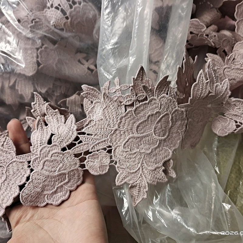 烟粉紫水溶花朵花边 温柔古风洛丽塔服装服饰辅料裙边芭比一斤