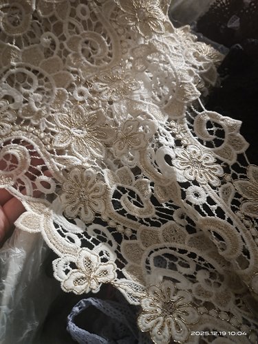 超宽卡其白水溶镂空金绣花边 服装服饰布艺装饰称斤一斤